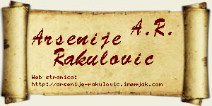 Arsenije Rakulović vizit kartica